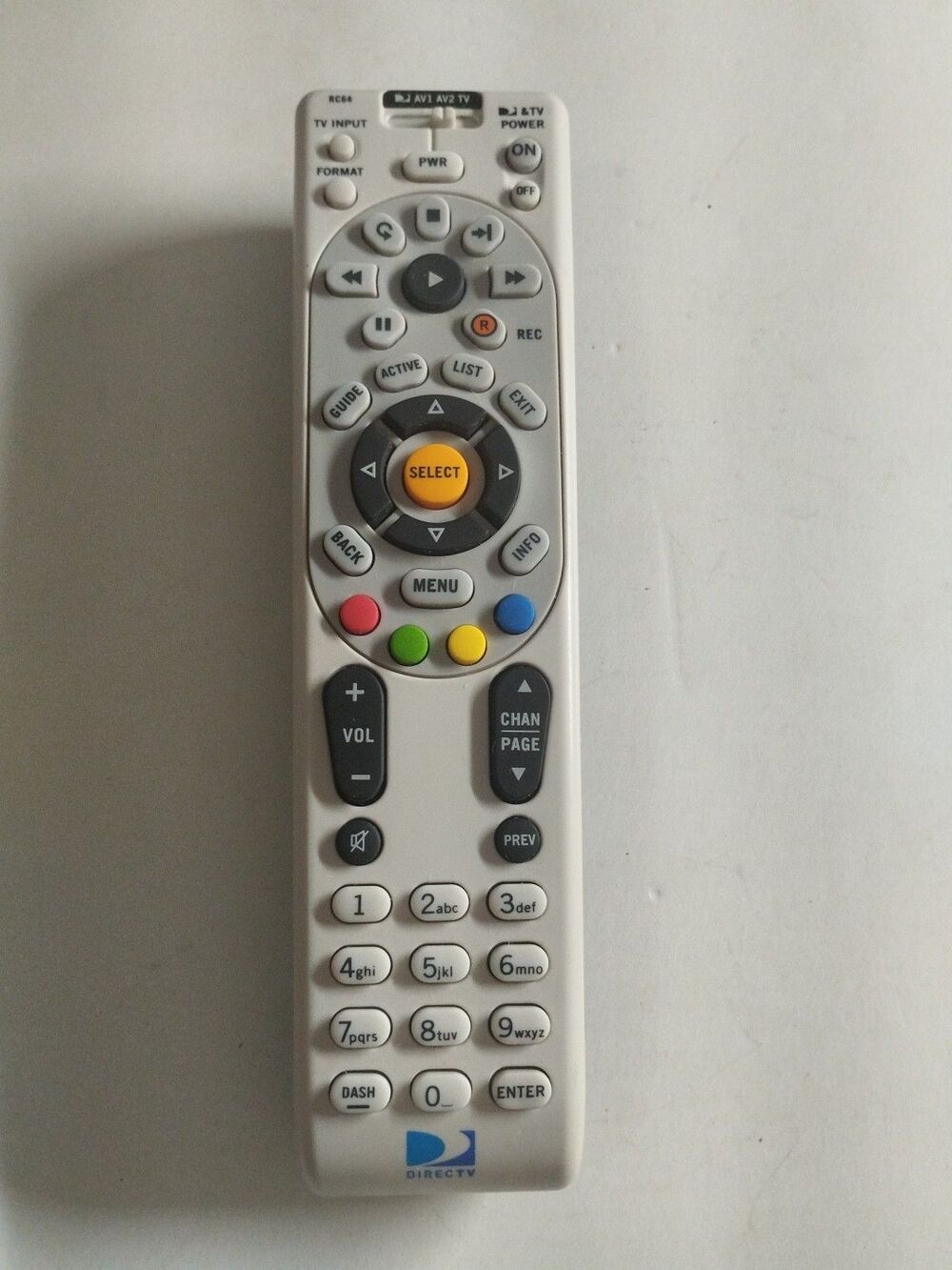 OEM DirecTV RC64 Satellite Universal Remote Control URC2982RG 1-0 - Tested/Works